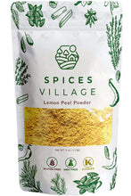 Load image into Gallery viewer, SPICES VILLAGE Lemon Peel Powder (4 Oz) - Natural Dried Purely Ground Citrus Fruit Zest, Dry Lime Powder for Baking Cooking and Herb Tea - Certified Kosher, Gluten Free, Non GMO, Vegan, Resealable Bag