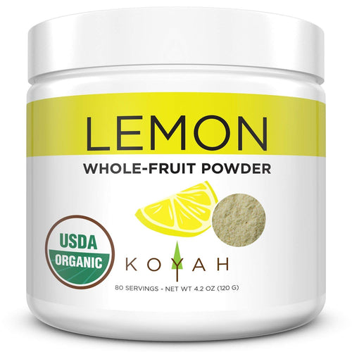 KOYAH - Organic Freeze-dried Lemon Powder (1 Scoop = 1 Lemon Wedge): 80 Servings, USA & Mexico Grown, Whole-Fruit Powder, Raw