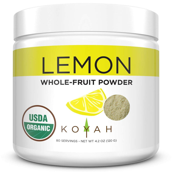 KOYAH - Organic Freeze-dried Lemon Powder (1 Scoop = 1 Lemon Wedge): 80 Servings, USA & Mexico Grown, Whole-Fruit Powder, Raw