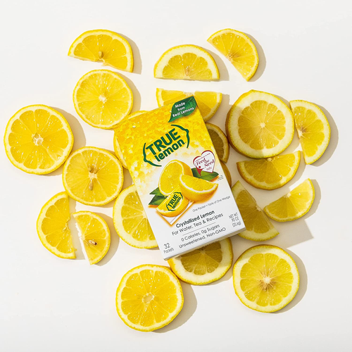 TRUE LEMON Water Enhancer, Bulk Dispenser Pack (100 Packets) | Zero Calorie Unsweetened Water Flavoring | For Water, Bottled Water, Iced Tea & Recipes | Water Flavor Packets Made with Real Lemons