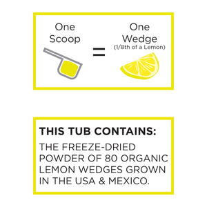 KOYAH - Organic Freeze-dried Lemon Powder (1 Scoop = 1 Lemon Wedge): 80 Servings, USA & Mexico Grown, Whole-Fruit Powder, Raw
