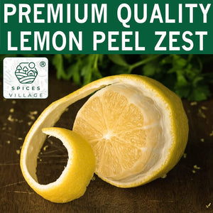 SPICES VILLAGE Lemon Peel Powder (4 Oz) - Natural Dried Purely Ground Citrus Fruit Zest, Dry Lime Powder for Baking Cooking and Herb Tea - Certified Kosher, Gluten Free, Non GMO, Vegan, Resealable Bag