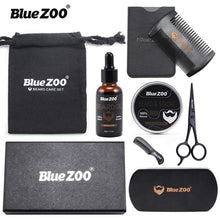 Load image into Gallery viewer, 8pcs/set Men Beard Kit Barba Grooming Beard Set Beard Oil Moisturizing Wax Blam Comb Essence Styling Scissors Hair Men Beard Set