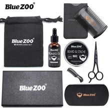 Load image into Gallery viewer, 8pcs/set Men Beard Kit Barba Grooming Beard Set Beard Oil Moisturizing Wax Blam Comb Essence Styling Scissors Hair Men Beard Set