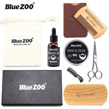 Load image into Gallery viewer, 8pcs/set Men Beard Kit Barba Grooming Beard Set Beard Oil Moisturizing Wax Blam Comb Essence Styling Scissors Hair Men Beard Set
