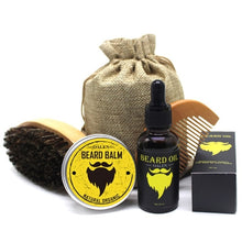 Load image into Gallery viewer, 8pcs/set Men Beard Kit Barba Grooming Beard Set Beard Oil Moisturizing Wax Blam Comb Essence Styling Scissors Hair Men Beard Set